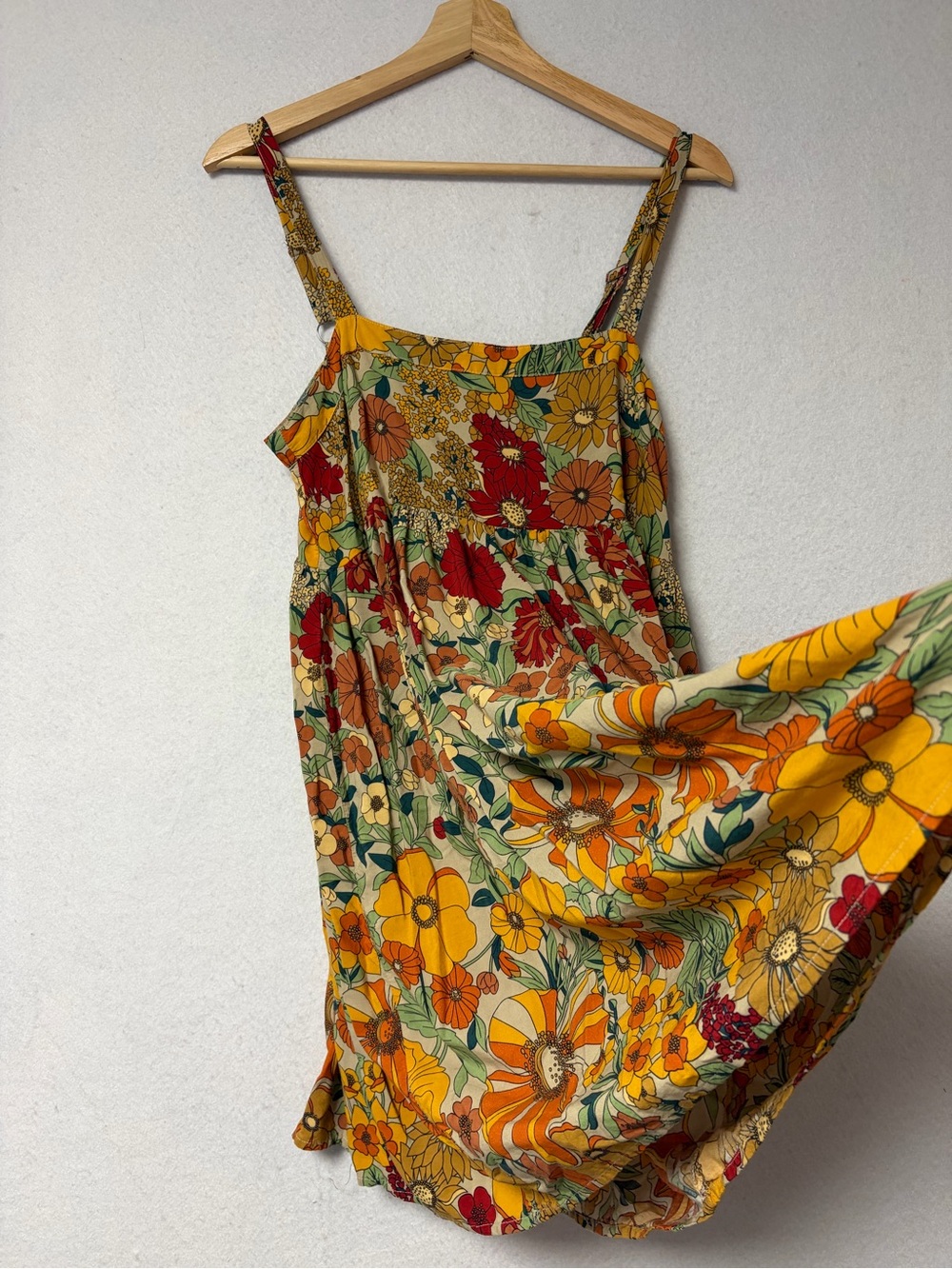 Natural Life Patti Dress Gold Vintage Floral Rayon Babydoll Boho Sundress Size S - Picture 4 of 13